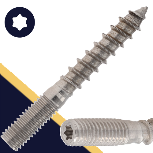 M8X1.25 Torx Hanger Bolt,Stainless Steel A2,Machine + Wood Thread