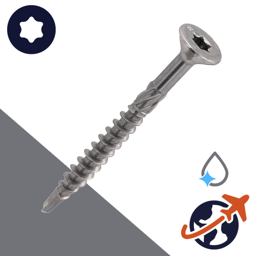 M3.5 Torx Flat Head,Milling Ribs + Cutting Tip,C1 Stainless Steel