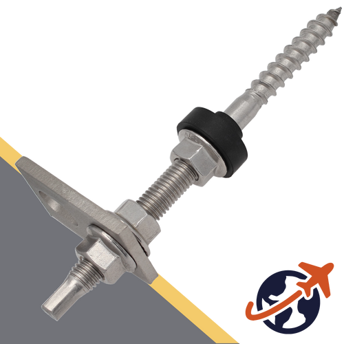 M10 Assembled Stainless Solar Hanger Bolt with EPDM Gasket + Flange Nuts + Adapter Plate