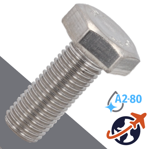 M16X2.0 Hex Bolt,A2-80 Stainless,DIN 931 / 933