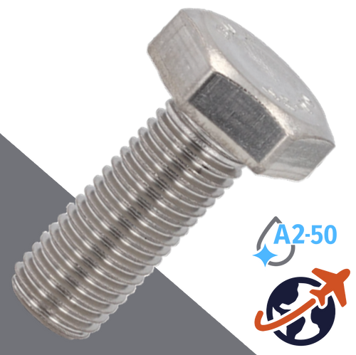M45X4.5 Hex Head Cap Screw - A2-50 Stainless DIN 931/933