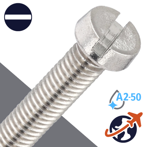 M2.3X0.4 Slotted Cheese Head - A2-50 Stainless DIN 84