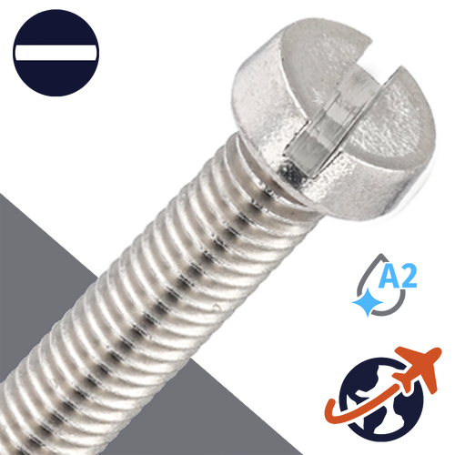M2.6X0.45 Slotted Cheese Head - A4-50 Stainless DIN 84