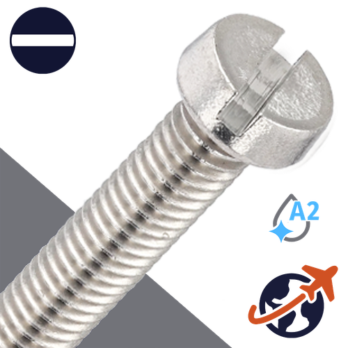 M2.6X0.45 Slotted Cheese Head - A4-50 Stainless DIN 84