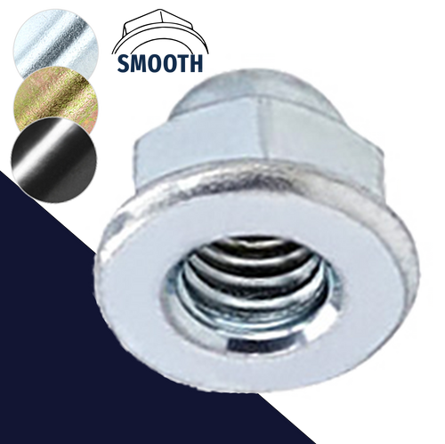 Flanged Acorn Nut,Steel Zinc Plated,Smooth Flange