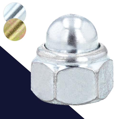 Nylon Insert Acorn Nut,Zinc / Yellow Plated,DIN 986 Locking