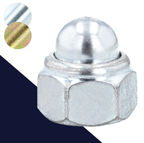 Nylon Insert Acorn Nut,Zinc / Yellow Plated,DIN 986 Locking