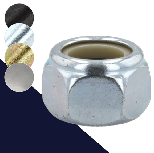 Fine DIN 985 Nylon Nut,Steel Class 10 Hardened,Black, Zinc, Yellow, Flake