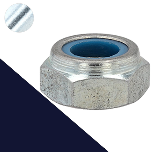M12X1.5 LOW,Nylon Lock Nut,Steel Class 4 Zinc