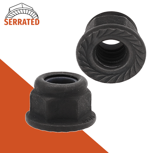 Coarse DIN 6926 Nylon Flange,A2 Stainless + Black Oxide,Serrated Bottom Nut