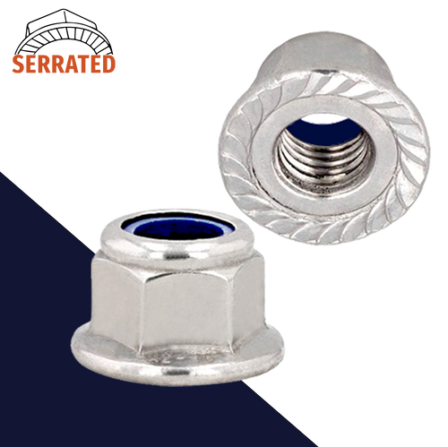 Nylon Flange Nut Serrated - A2 Stainless DIN 6926