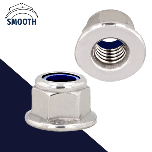 Nylon Flange Nut Smooth - A2 Stainless DIN 6926