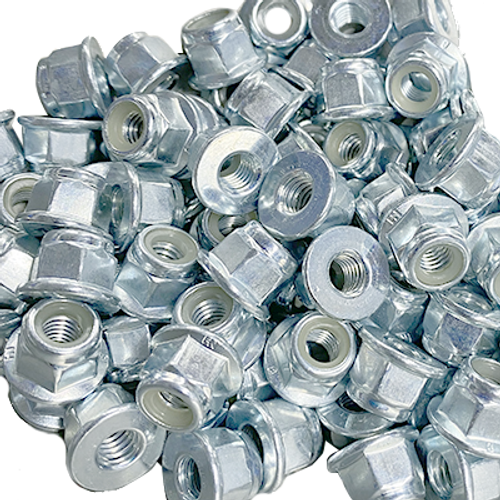 Nylon Flange Nut Smooth, Bulk 100pcs Pack Class 8 Steel Zinc DIN 6926