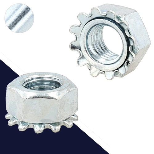 KEPS Toothed Lock Nut,Steel Class 8,Special, Zinc Plated