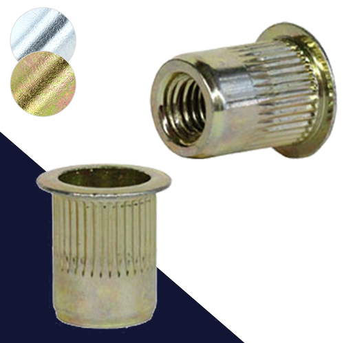Metric Ribbed Flange,Rivet Insert Nut,Steel