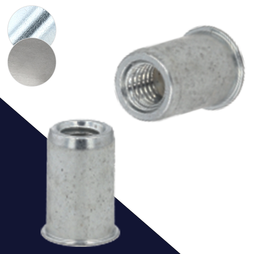 Metric Smooth Round,Rivet Insert Nut,Steel + Aluminum