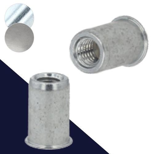 Metric Smooth Round,Rivet Insert Nut,Steel + Aluminum