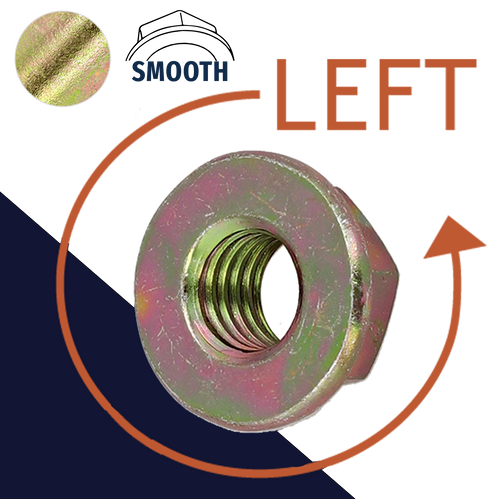 LEFT Flange Nut,Steel Zinc Plated,Smooth Flange