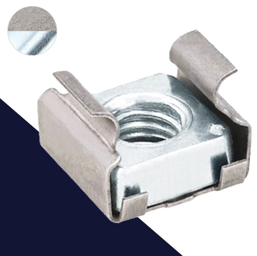 Cage Nut,Captive Clip Style,Zinc Plated + Stainless