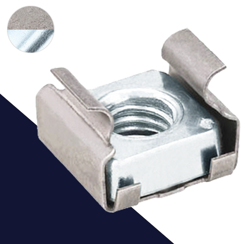 Cage Nut,Captive Clip Style,Zinc Plated + Stainless