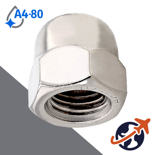 Acorn Nut Coarse Thread -  A4-80 Stainless DIN 1587 