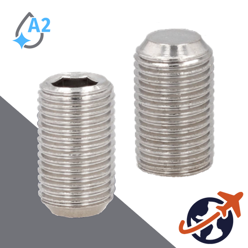 M1.6X0.35 Flat Point Set Screw,A2 Stainless Steel,ISO 4026 / DIN 913