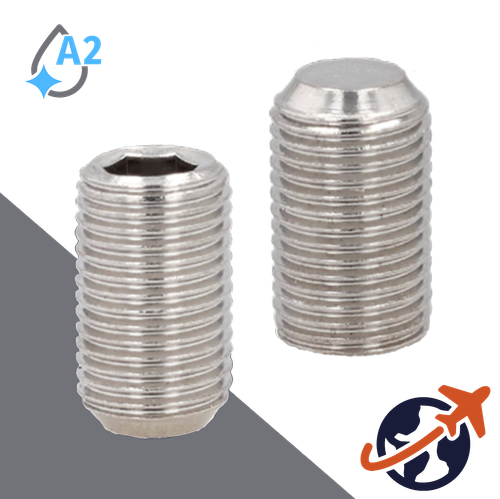 M1.6X0.35 Flat Point Set Screw,A2 Stainless Steel,ISO 4026 / DIN 913