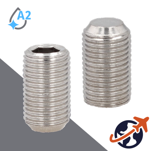 M1.6X0.35 Flat Point Set Screw,A2 Stainless Steel,ISO 4026 / DIN 913