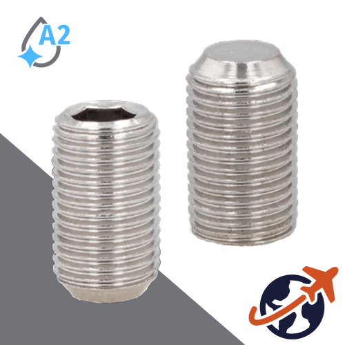 M8X1.25 Flat Point Allen Socket Set Screw - A2 Stainless ISO 4026