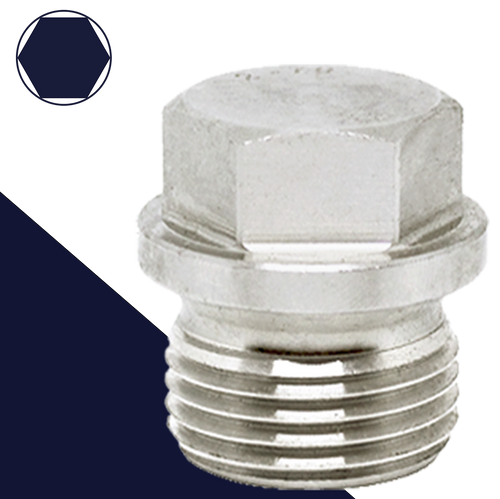 Flanged Hex Drive Plug,Stainless Steel,DIN 910