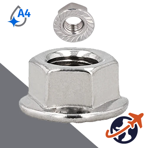 Flange Nut Serrated,DIN 6923,A4 Stainless Steel