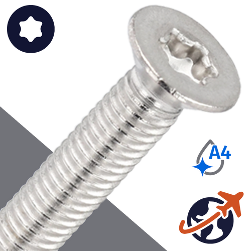 M4X0.7 Torx Flat Head Cap Screw - A4 Stainless ISO 14581