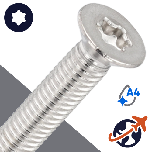 M8X1.25 Torx Flat Head Cap Screw - A4 Stainless ISO 14581