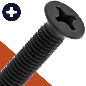 Phillips Flat Head Black Stainless M6X1.0 Coarse DIN 965