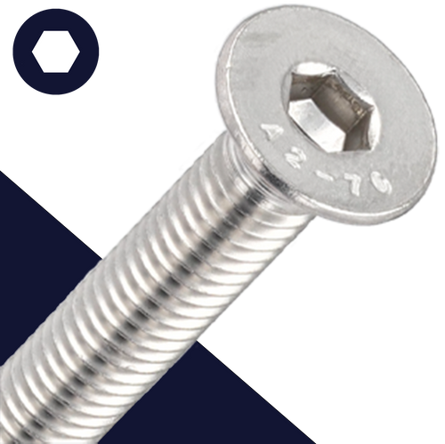 M10 Flat Socket Head,Stainless Steel A2,Countersunk DIN 7991