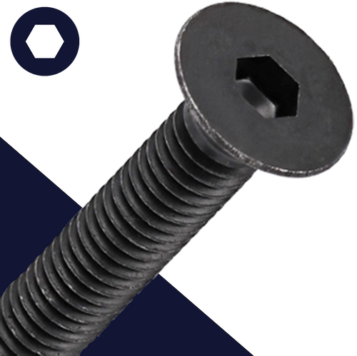 M12X1.75 Flat Head Cap Screw - Steel 10.9 DIN 7991