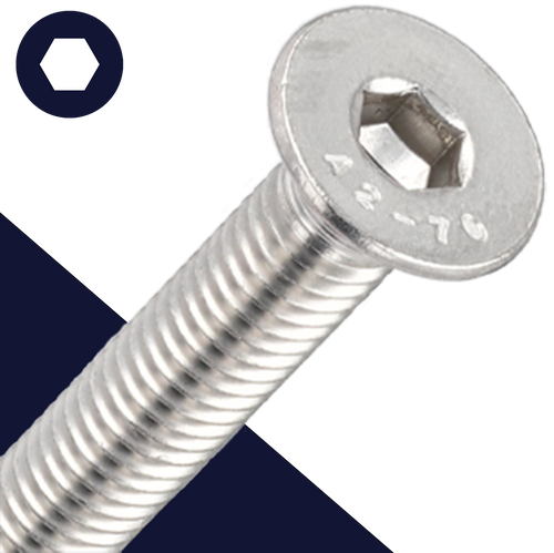 M6X1.0 Flat Head Cap Screw - A2 Stainless ISO 10642