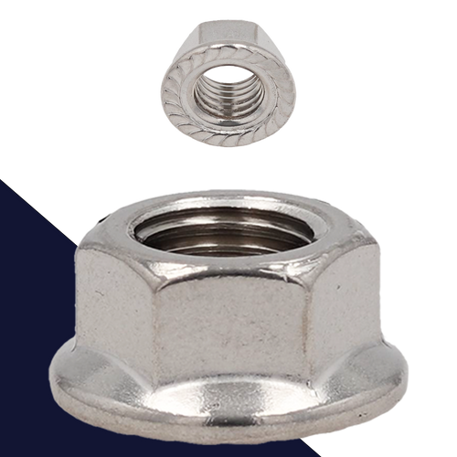 M10X1.25 Serrated Flange Nut,Stainless Steel A2,Fine Thread 14mm Wrench