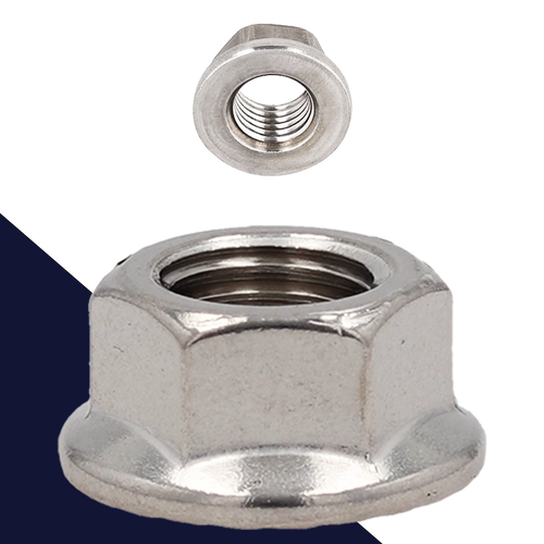 M10X1.25 Smooth Flange Nut,Stainless Steel A2,Fine Thread 14mm Wrench