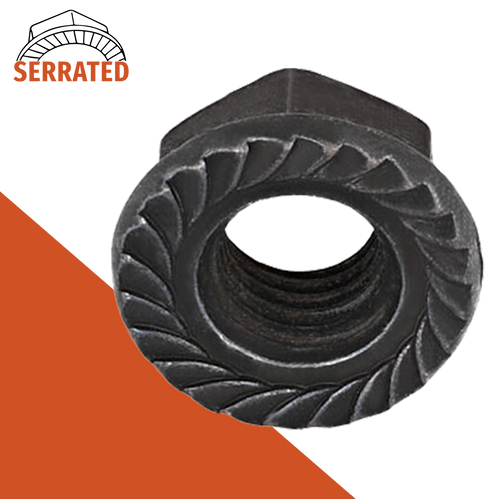 Flange Nut Serrated Black Stainless DIN 6923