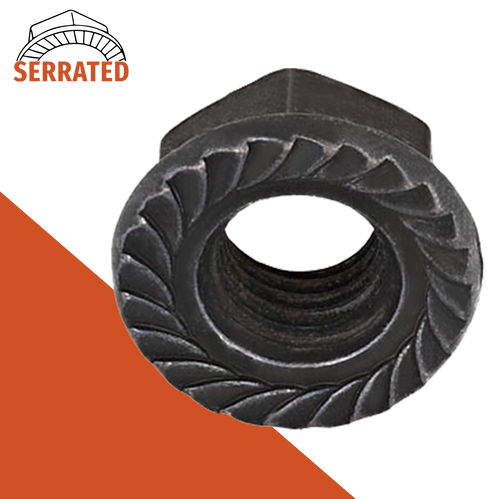 Flange Nut Serrated Black Stainless DIN 6923