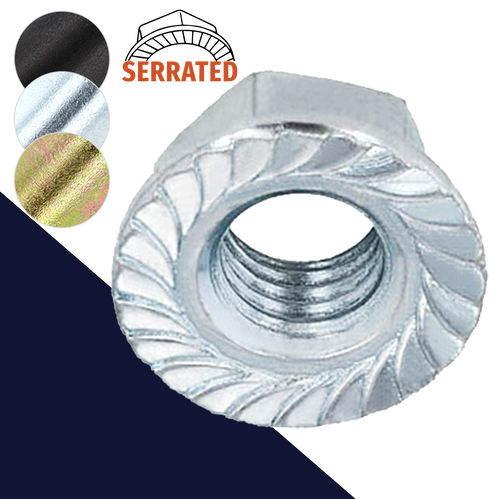 Serrated Flange Nut DIN 6923,Steel Class 10 Zinc Plated,Coarse Thread