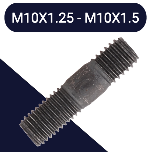 M10X1.25/M10X1.5 Double End,Class 10.9 Steel,Coarse to Fine Stud