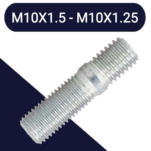 M10X1.5 + M10X1.25, Combi Thread Stud Zinc Class 10.9