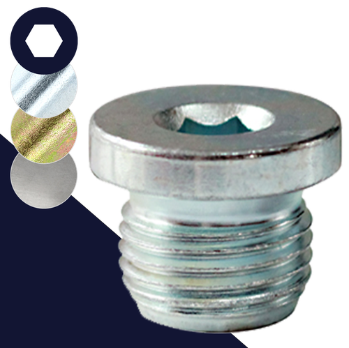 Flanged Allen Socket Plug,Steel, M8 - M30,DIN 908