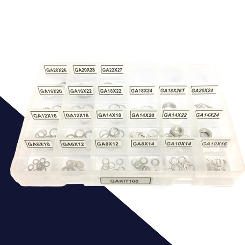 Solid Aluminum Gasket Kit,160pcs Assortment,DIN 7603