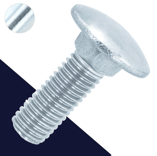 M5X0.8 Coarse DIN 603 Carriage Bolt + Nut Class 4.6, Zinc Plated
