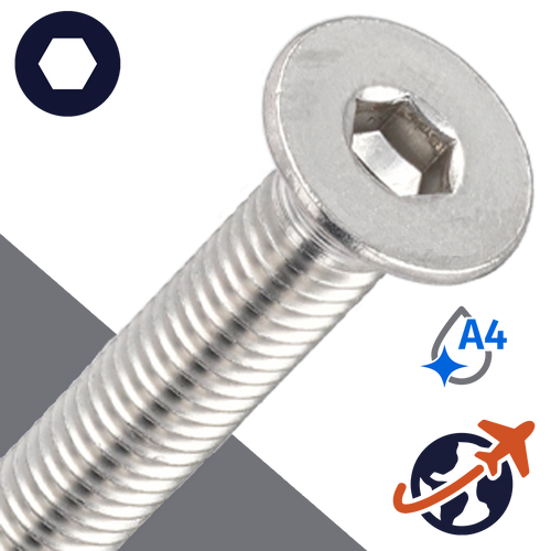 M10X1.5 Flat Socket Head,ISO 10642,A4 Stainless Steel