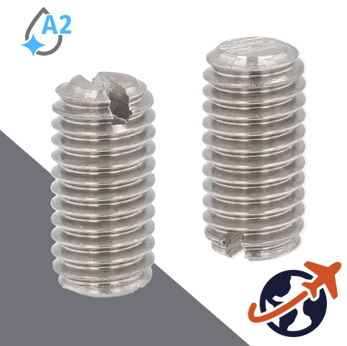 M12X1.75 Slotted Flat Point Set Screw - Stainless DIN 551
