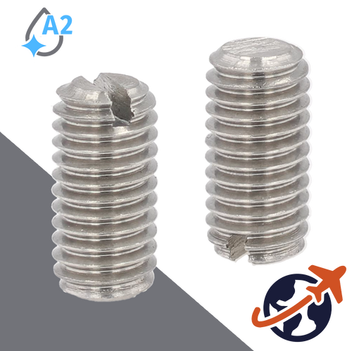 M1.6X0.35 Slotted Set Screw,A2 Stainless FLAT Point,DIN 551 / ISO 4766